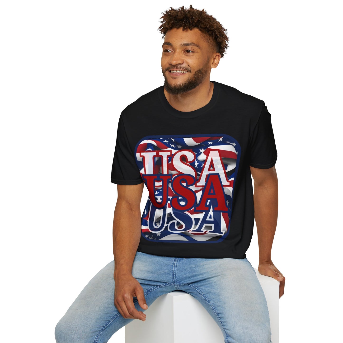 RED White and Blue USA Patriot Dark colors Unisex T-Shirt by cypherpunkgear.com