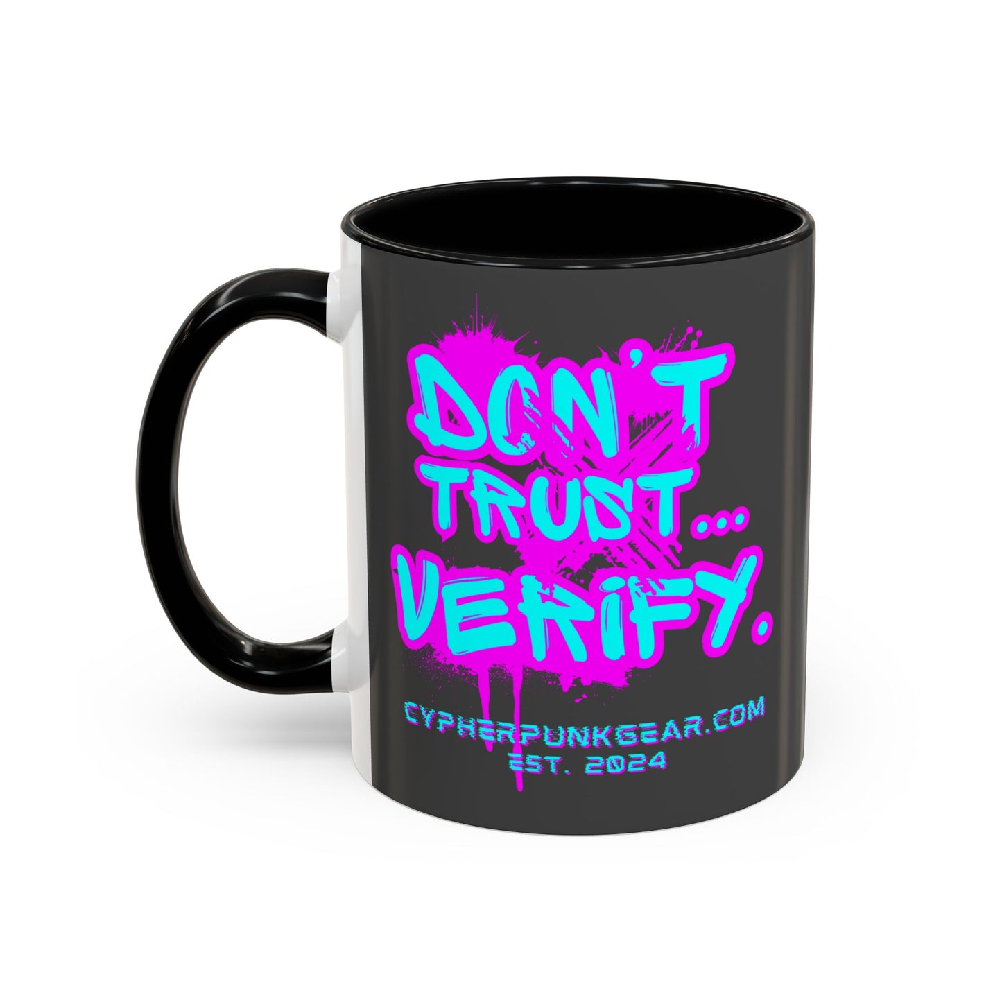 Don't Trust...Verify. Grey Accent Mug by cypherpunkgear.com