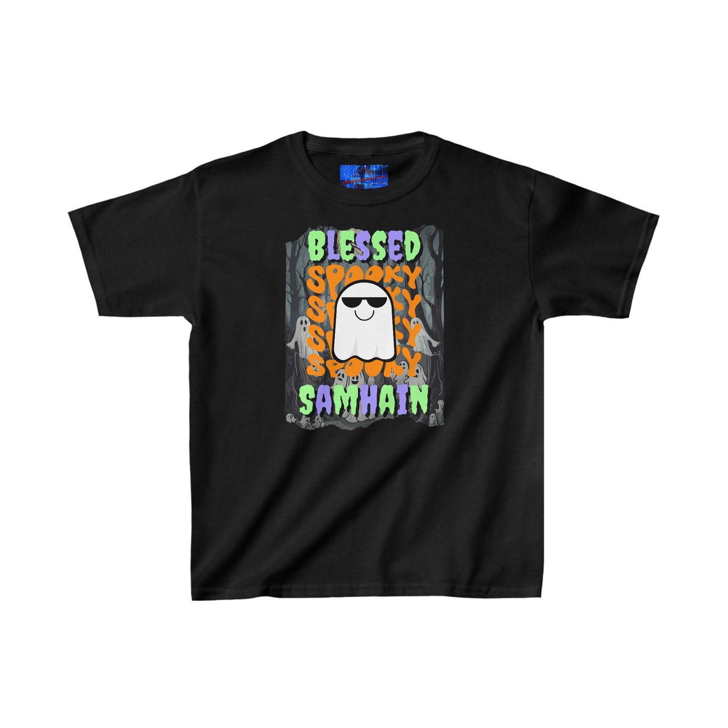 Spooky Blessed Samhain Ghost MXfont Kids Heavy Cotton™ Tee by cypherpunkgear