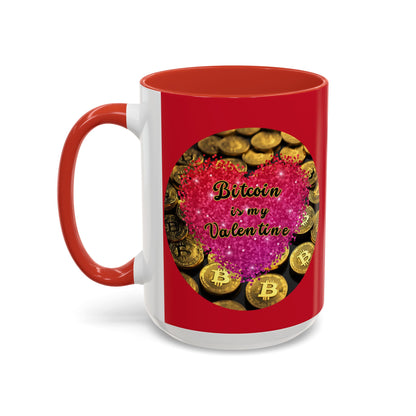 Bitcoin is My Valentine Red Accent Mug by cypherpunkgear.com