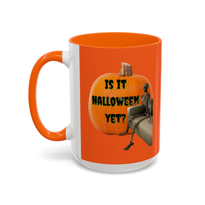 Is it Halloween yet? Skeleton's Giant Pumpkin Orange Accent Mug by CreepyCrafts.boo