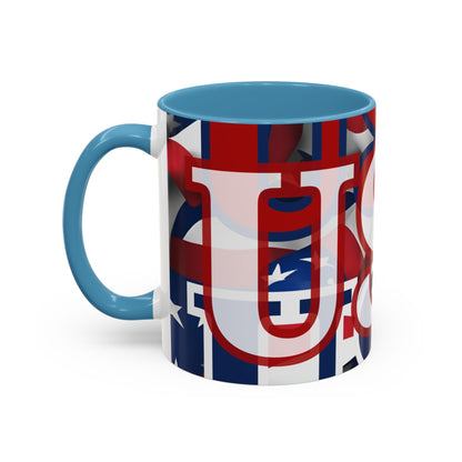 USA! USA! USA WHfont Patriot Accent Mug by cypherpunkgear