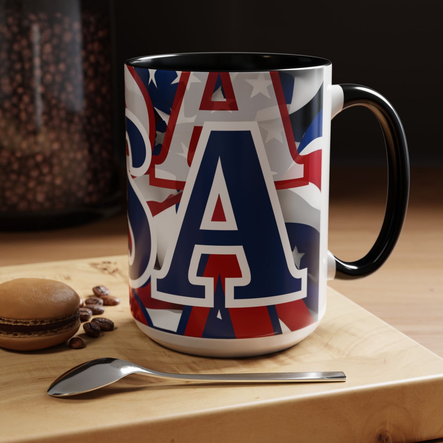¡EE.UU! ¡EE.UU! ¡EE.UU! ¡Patriota por cypherpunkgear! Taza de café decorativa (11, 15 oz)