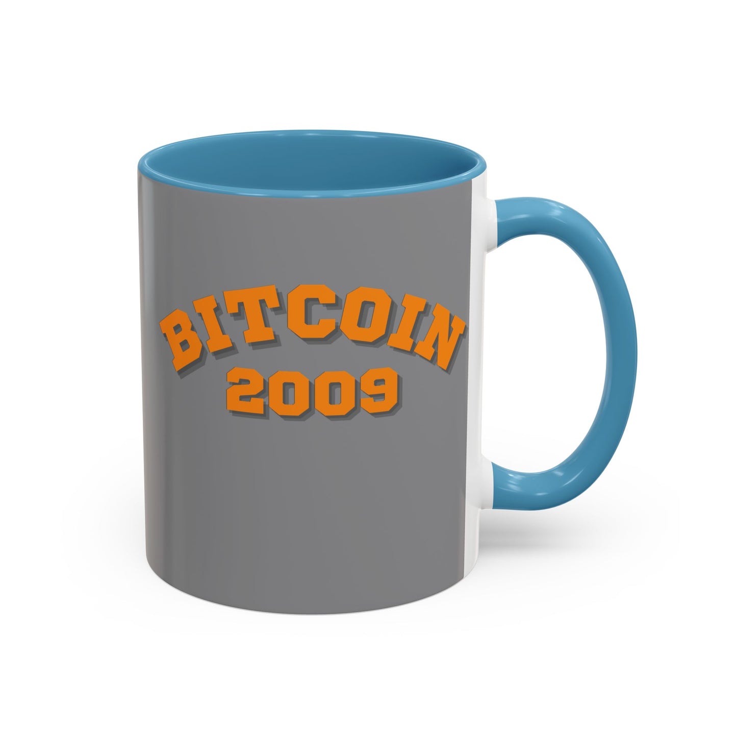 Bitcoin 2009 Grey Accent Mug by cypherpunkgear.com
