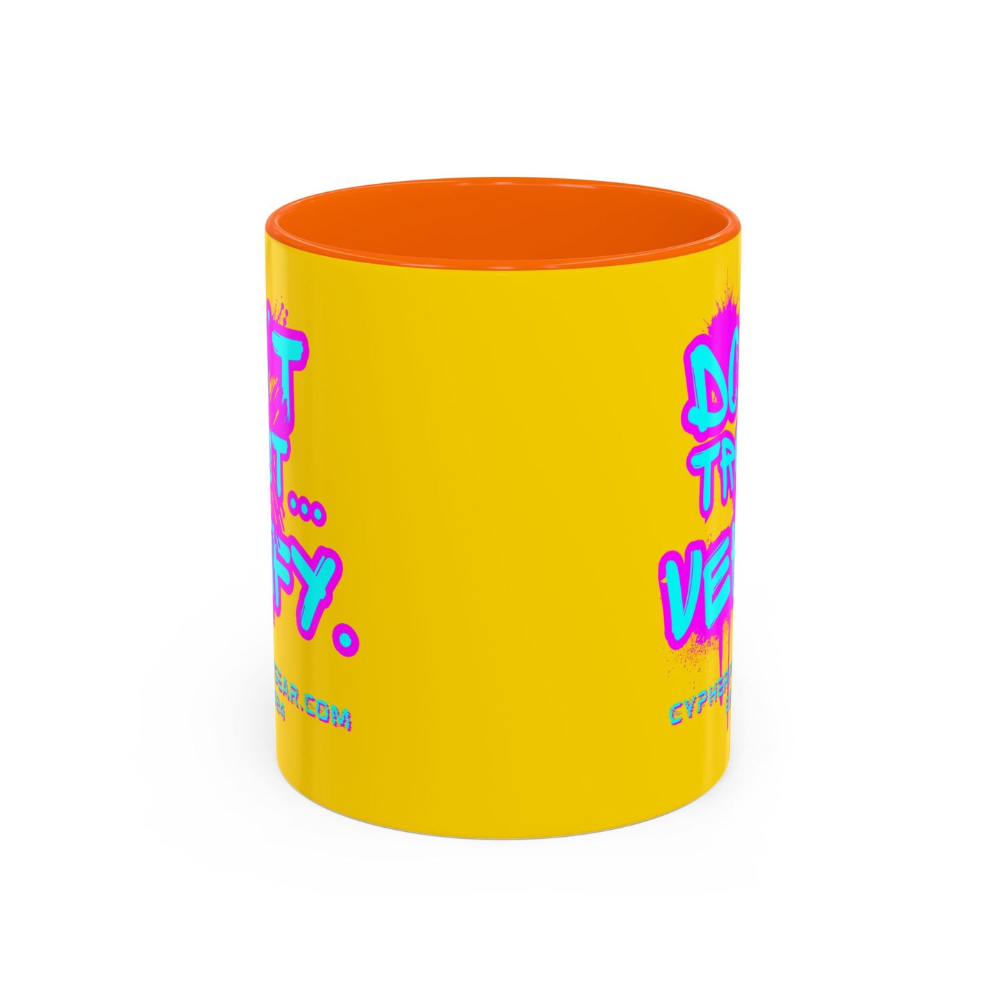Don't Trust...Verify. Yellow Accent Mug by cypherpunkgear.com