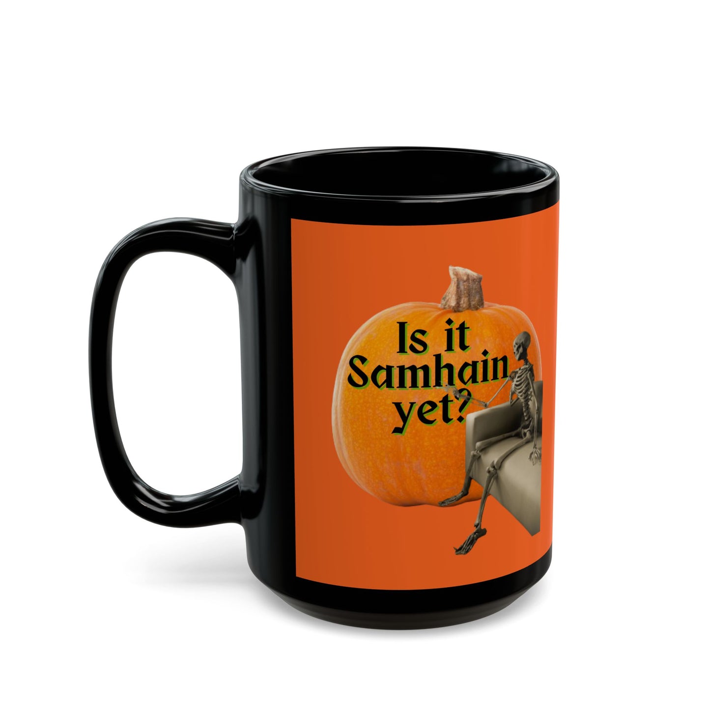 Is It Samhain Yet? Skeleton's Giant Pumpkin Orange Mug by CreepyCrafts.boo