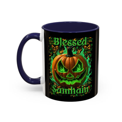 Blessed Samhain Green Jack Black Accent Mug by CreepyCrafts.boo