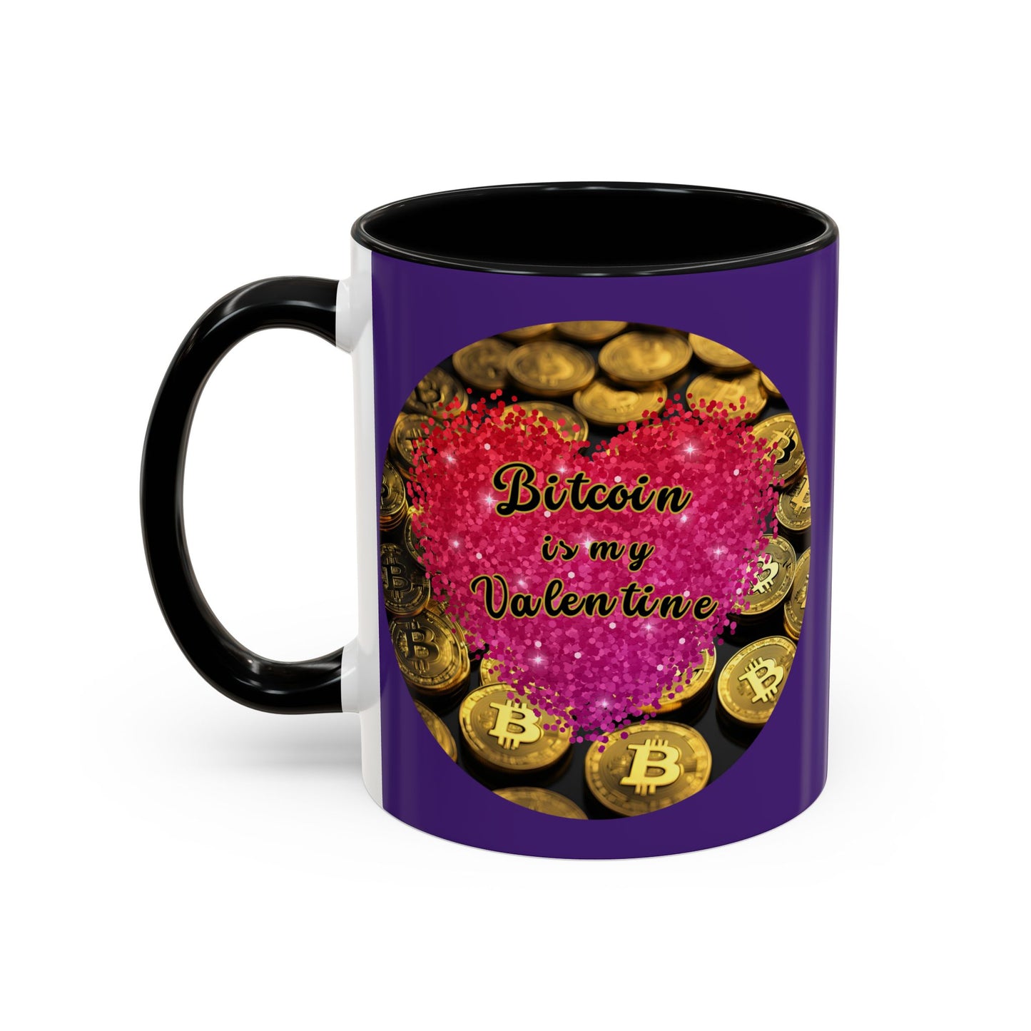 Bitcoin is My Valentine Purple Accent Mug by cypherpunkgear.com
