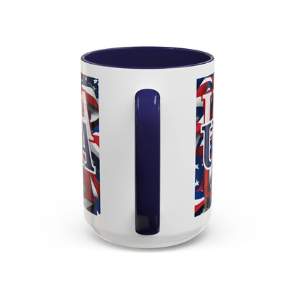 USA Blue font Center Patriot Accent Mug by cypherpunkgear.com