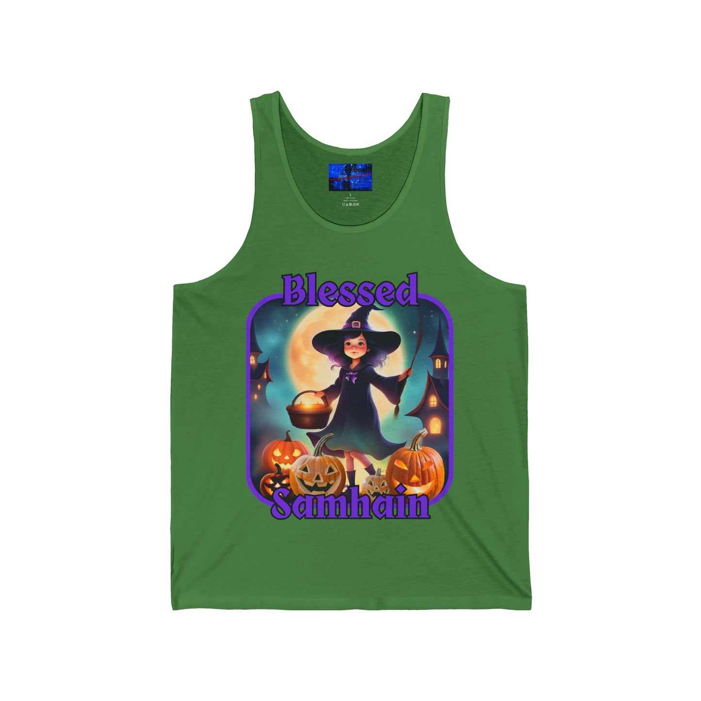 Blessed Samhain Little Witch PRfont Unisex Jersey Tank Top by cypherpunkgear