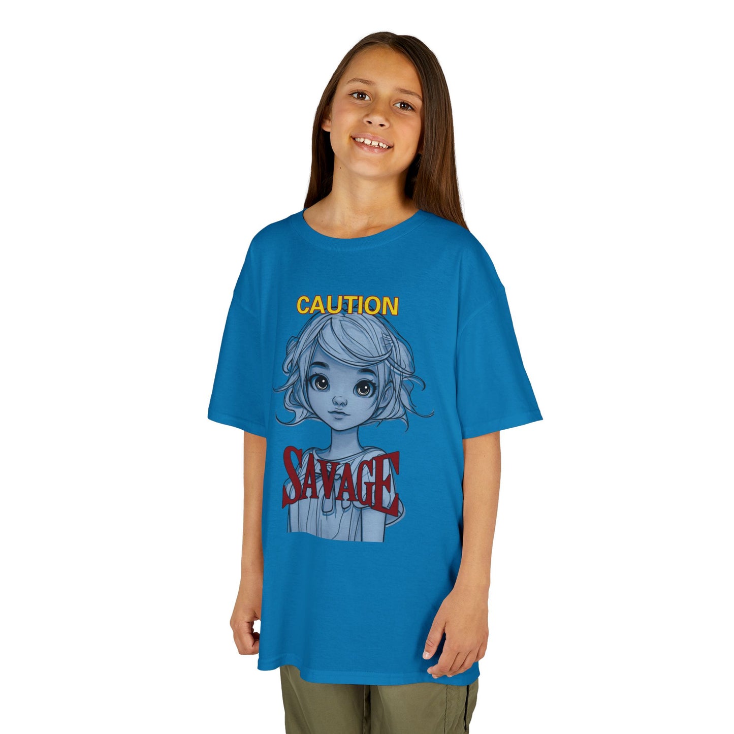 Caution: Small but Savage Kids Heavy Cotton Tee by cypherpunkgear.com
