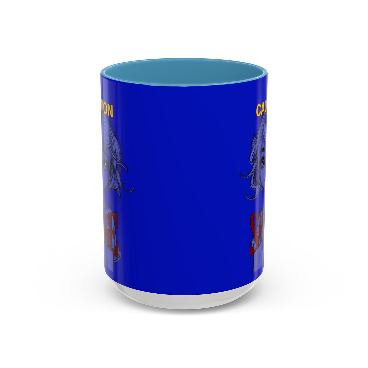 Caution, Savage Dark Blue Accent Mug by cypherpunkgear.com