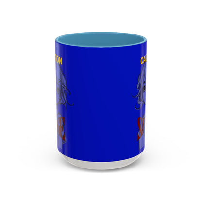 Caution, Savage Dark Blue Accent Mug by cypherpunkgear.com