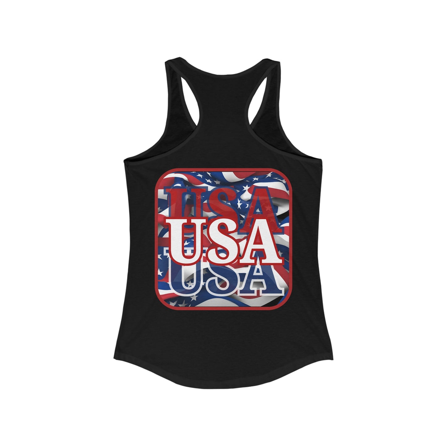 2-sided Red WHITE and Blue USA Patriot Women's Racerback Tank Top by cypherpunkgear