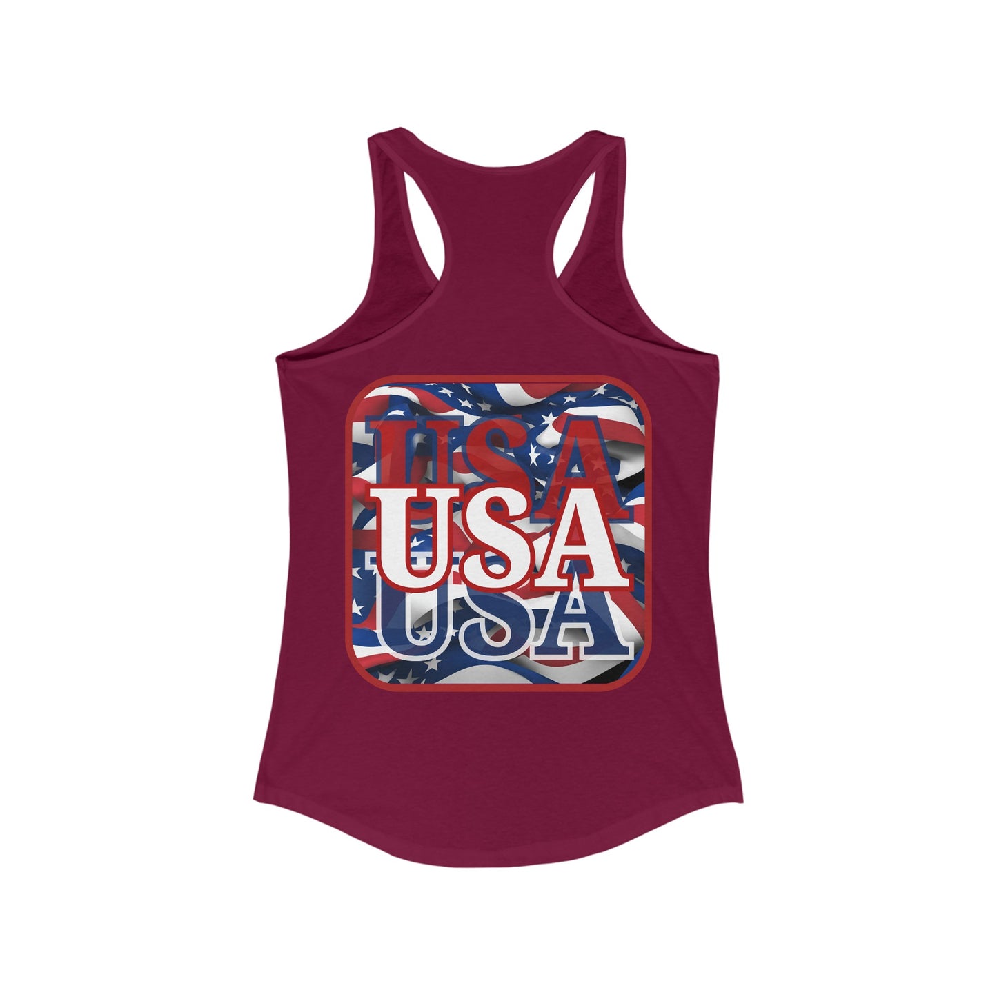 2-sided Red WHITE and Blue USA Patriot Women's Racerback Tank Top by cypherpunkgear