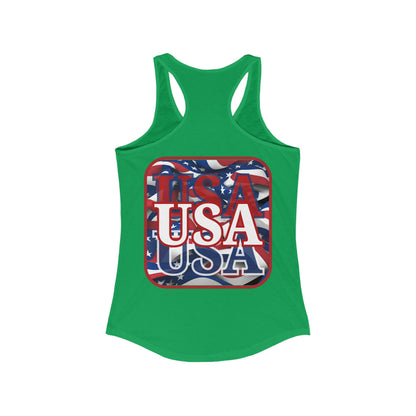 2-sided Red WHITE and Blue USA Patriot Women's Racerback Tank Top by cypherpunkgear