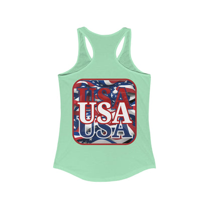 2-sided Red WHITE and Blue USA Patriot Women's Racerback Tank Top by cypherpunkgear