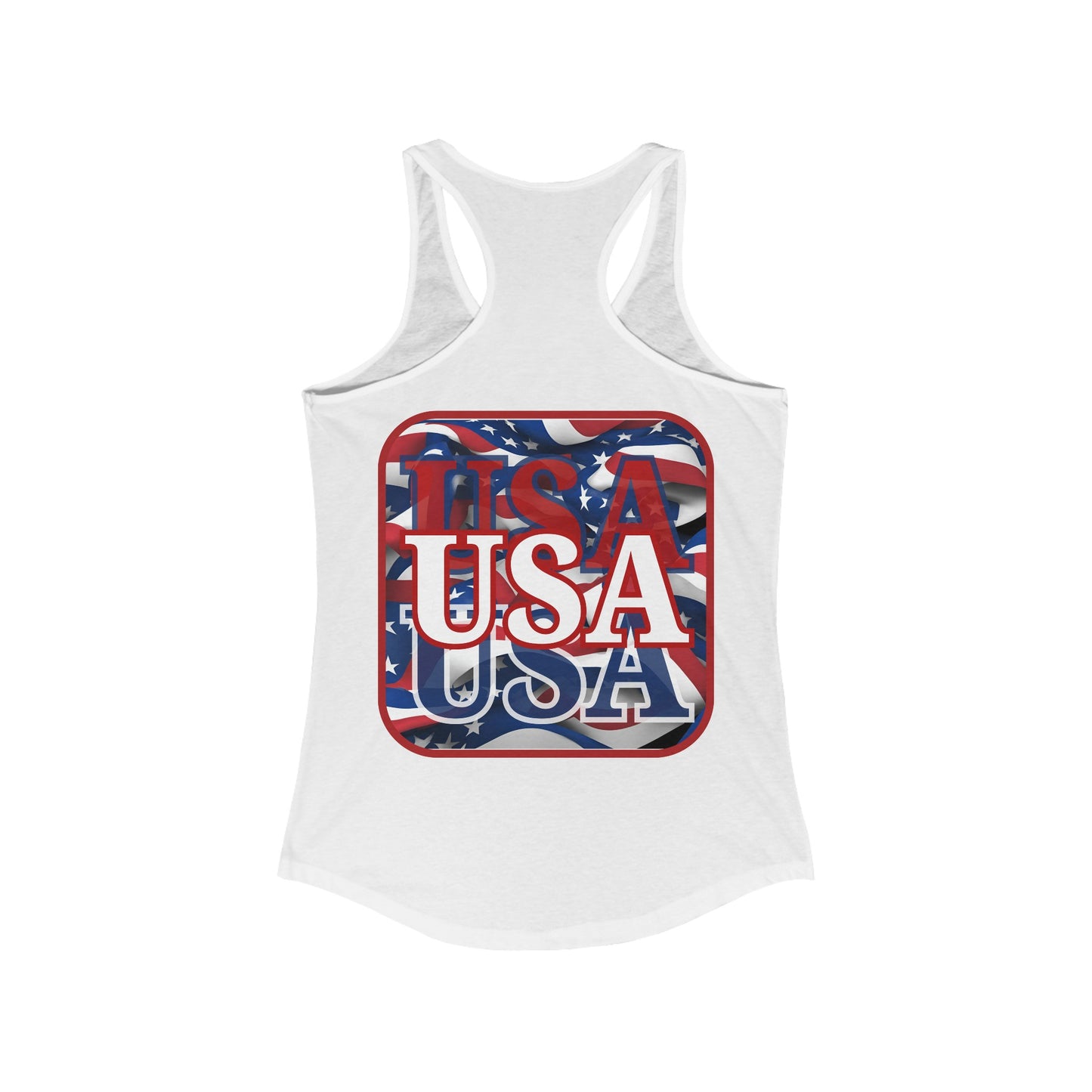 2-sided Red WHITE and Blue USA Patriot Women's Racerback Tank Top by cypherpunkgear