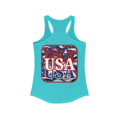 2-sided Red WHITE and Blue USA Patriot Women's Racerback Tank Top by cypherpunkgear