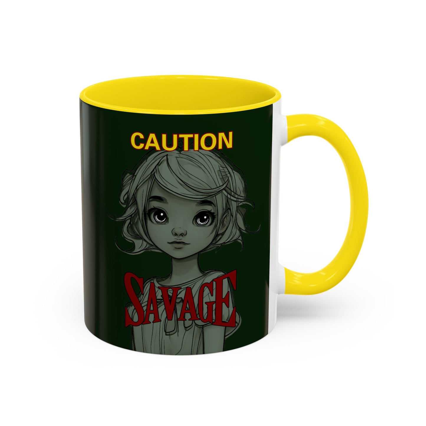 Caution, Savage Dark Green Accent Mug by cypherpunkgear.com