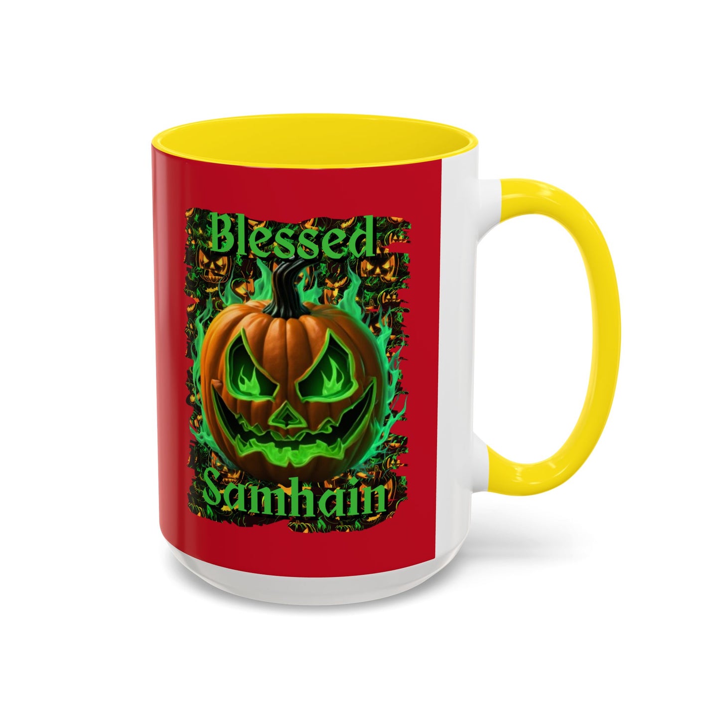 Blessed Samhain Green Jack Red Accent Mug by CreepyCrafts.boo