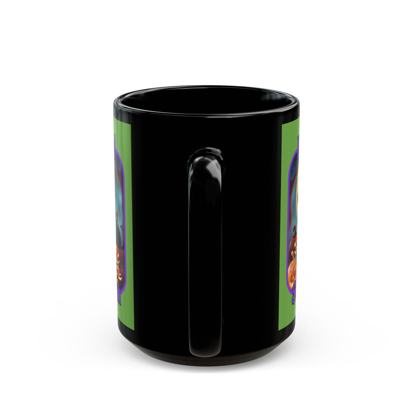 Blessed Samhain Cute Witch Purple font Green Mug by CreepyCrafts.boo