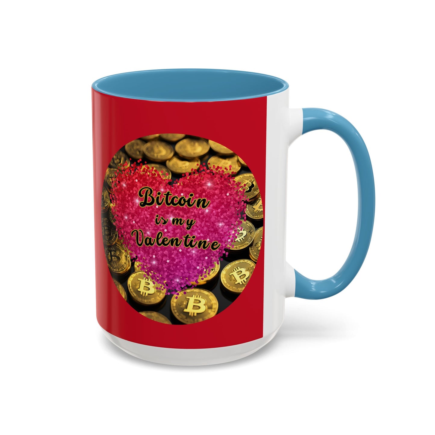 Bitcoin is My Valentine Red Accent Mug by cypherpunkgear.com