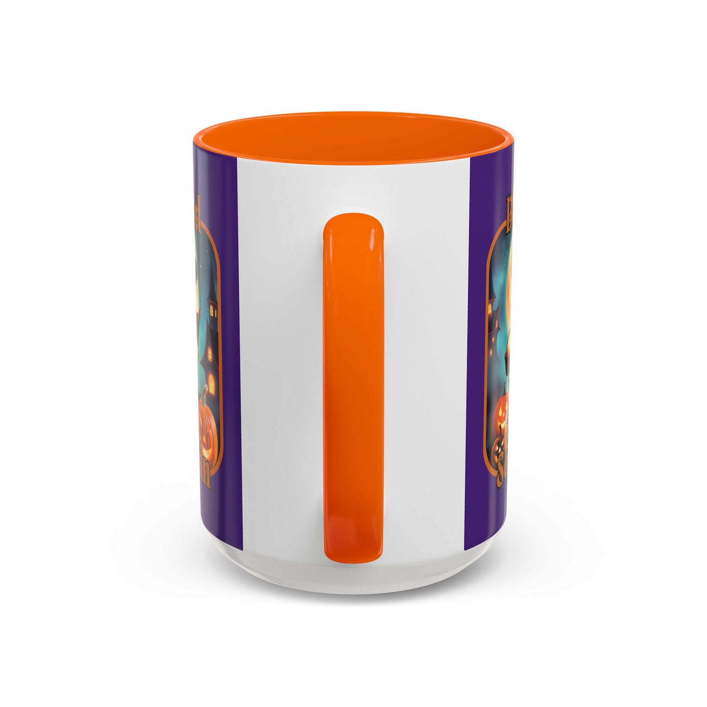 Blessed Samhain Little Witch Orange font Purple Accent Mug by CreepyCrafts.boo
