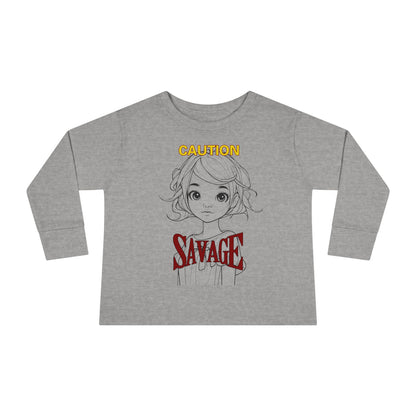 Caution: Tiny but Savage Toddler Long Sleeve Tee by cypherpunkgear.com
