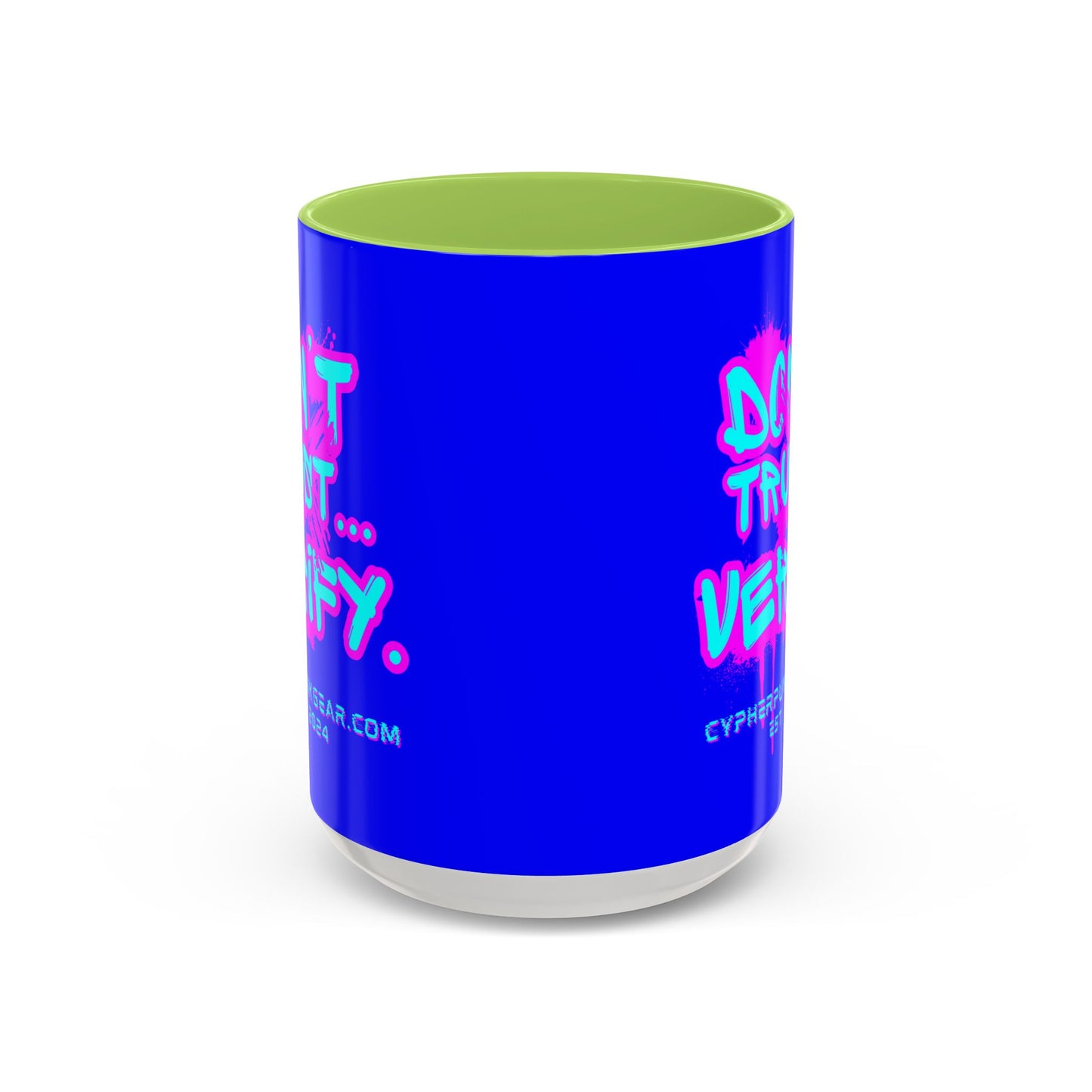 Don't Trust...Verify. Dark Blue Accent Mug by cypherpunkgear.com
