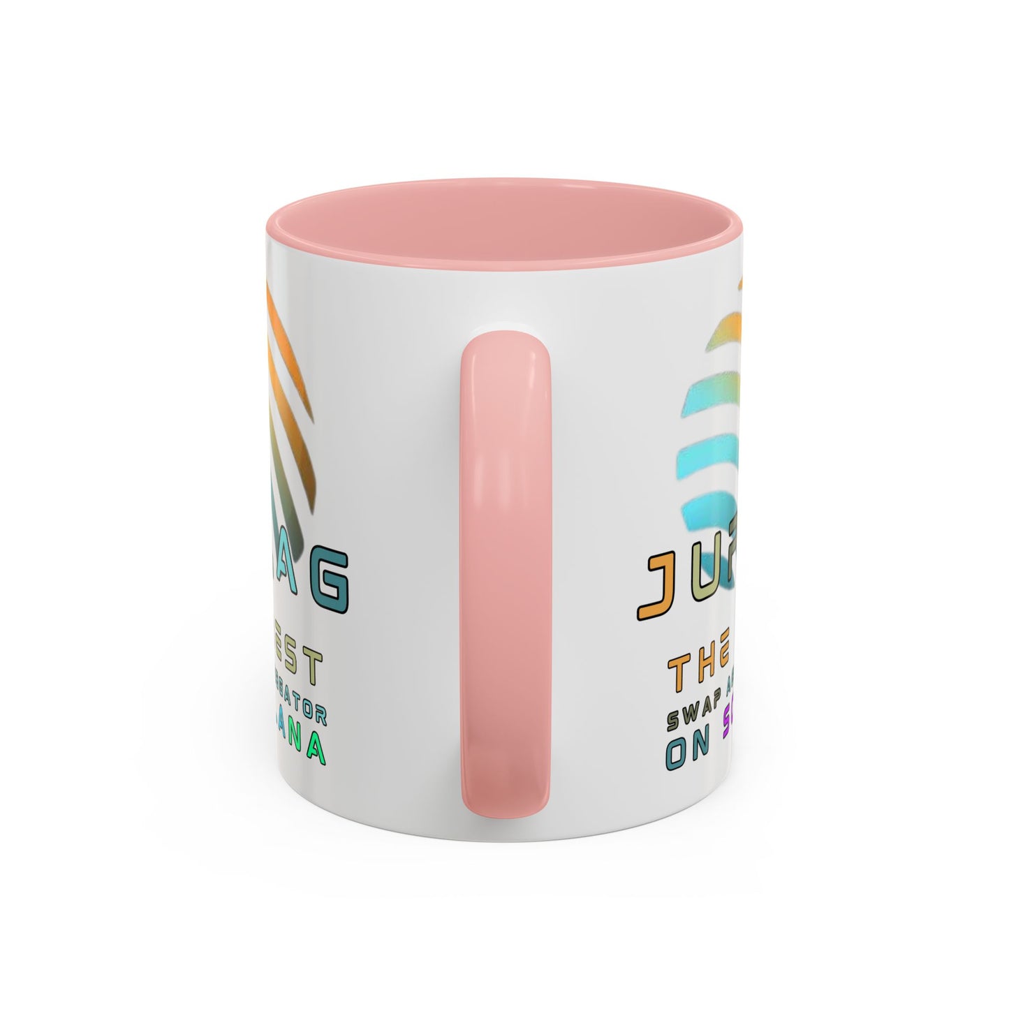 Jupiter (JUP) the best aggregator on Solana White Accent Mug by cypherpunkgear.com