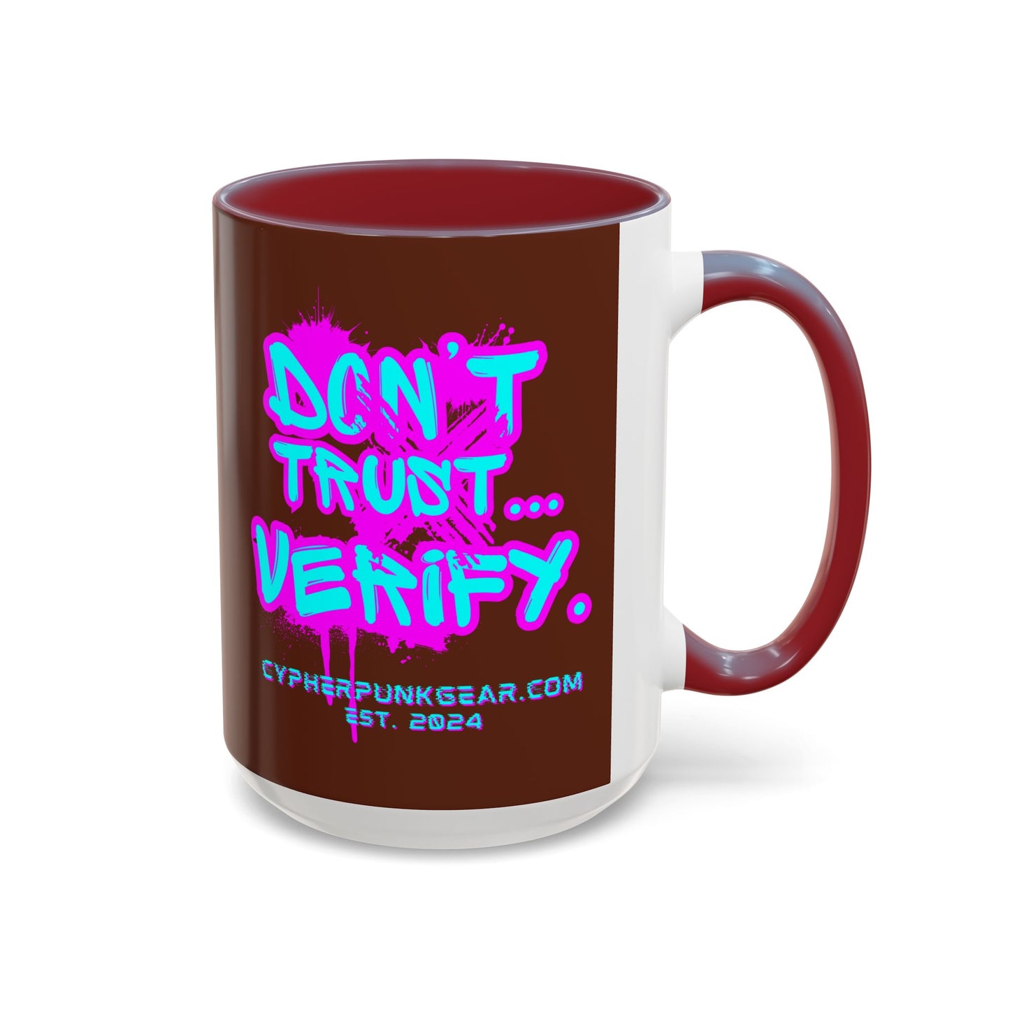 Don't Trust...Verify. Brown Accent Mug by cypherpunkgear.com