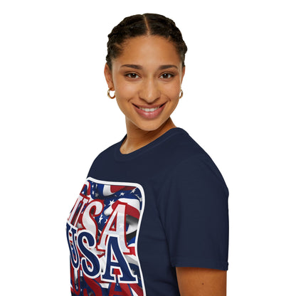 Red White and BLUE USA Patriot Dark colors Unisex T-Shirt by cypherpunkgear.com