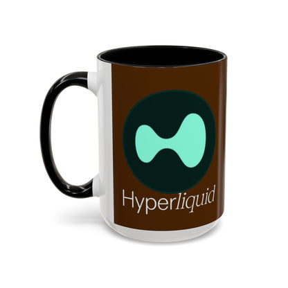 Hyperliquid White font Brown Accent Mug by cypherpunkgear.com