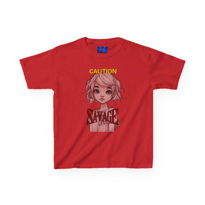 Caution: Small but Savage Kids Heavy Cotton Tee by cypherpunkgear.com