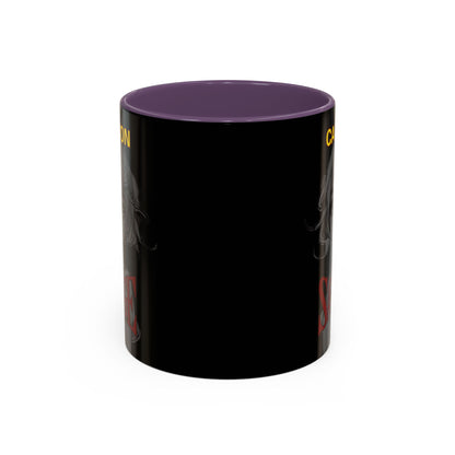 Caution, Savage Black Accent Mug by cypherpunkgear.com