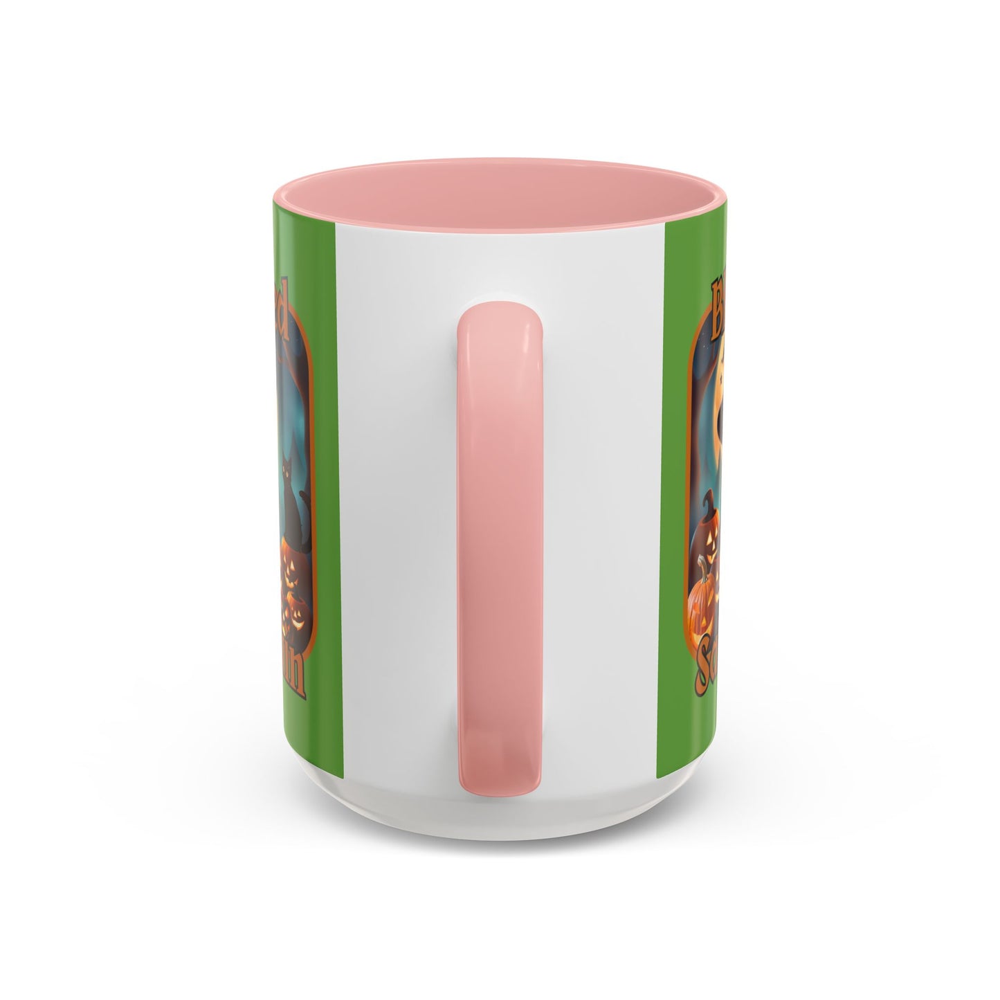 Blessed Samhain Cute Witch Orange font Green Accent Mug by CreepyCrafts.boo