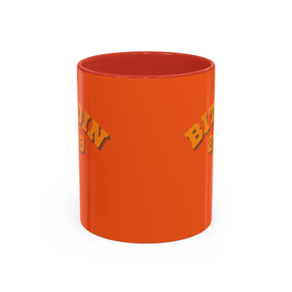 Bitcoin 2009 Orange Accent Mug by cypherpunkgear.com