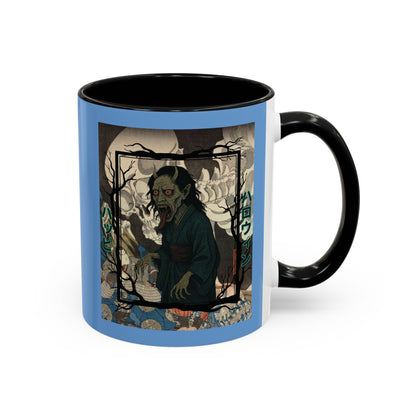 Yōkai Happy Halloween Light Blue Accent Mug by CreepyCrafts.boo
