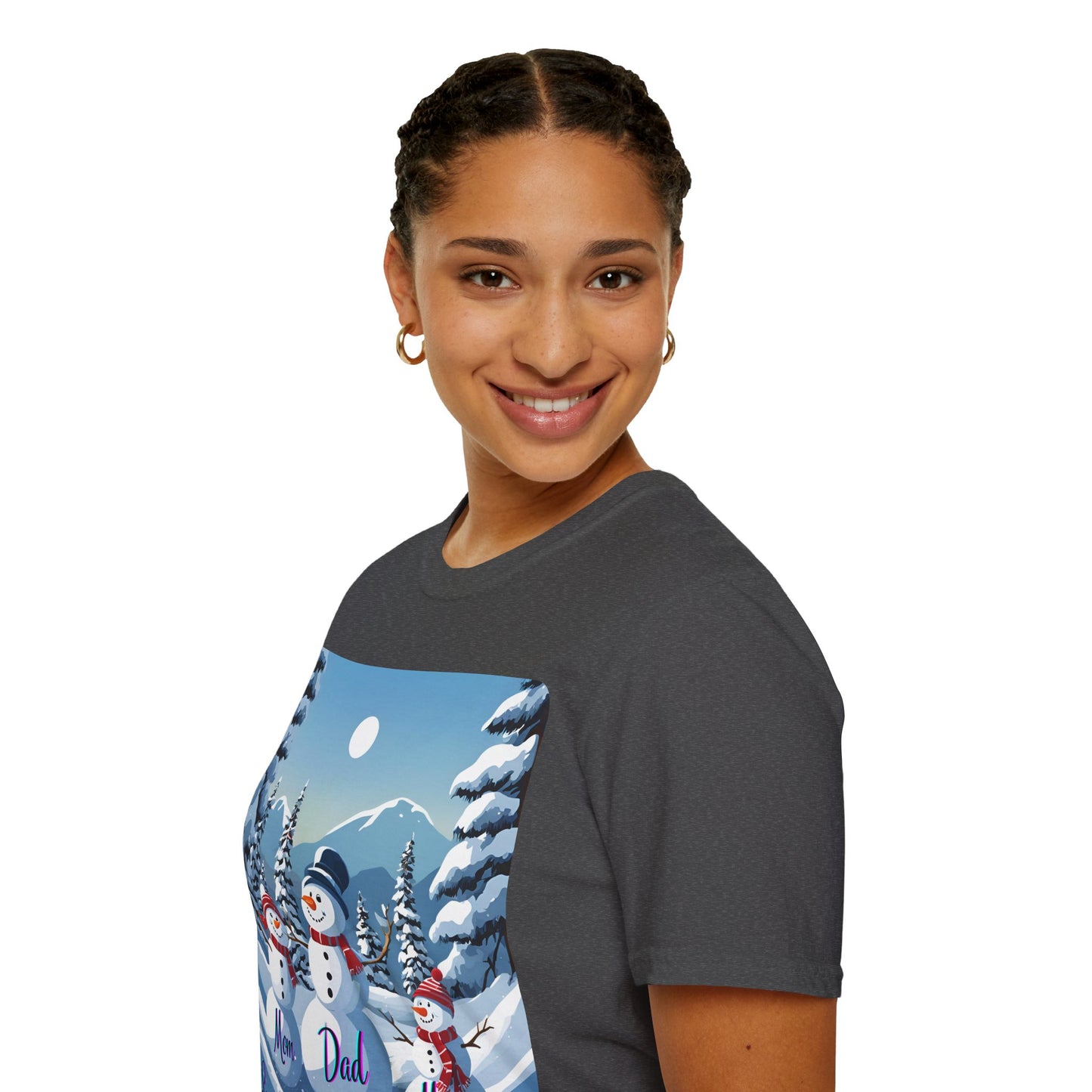 Snowman Family of 3 Dark colors Unisex T-Shirt by cypherpunkgear.com