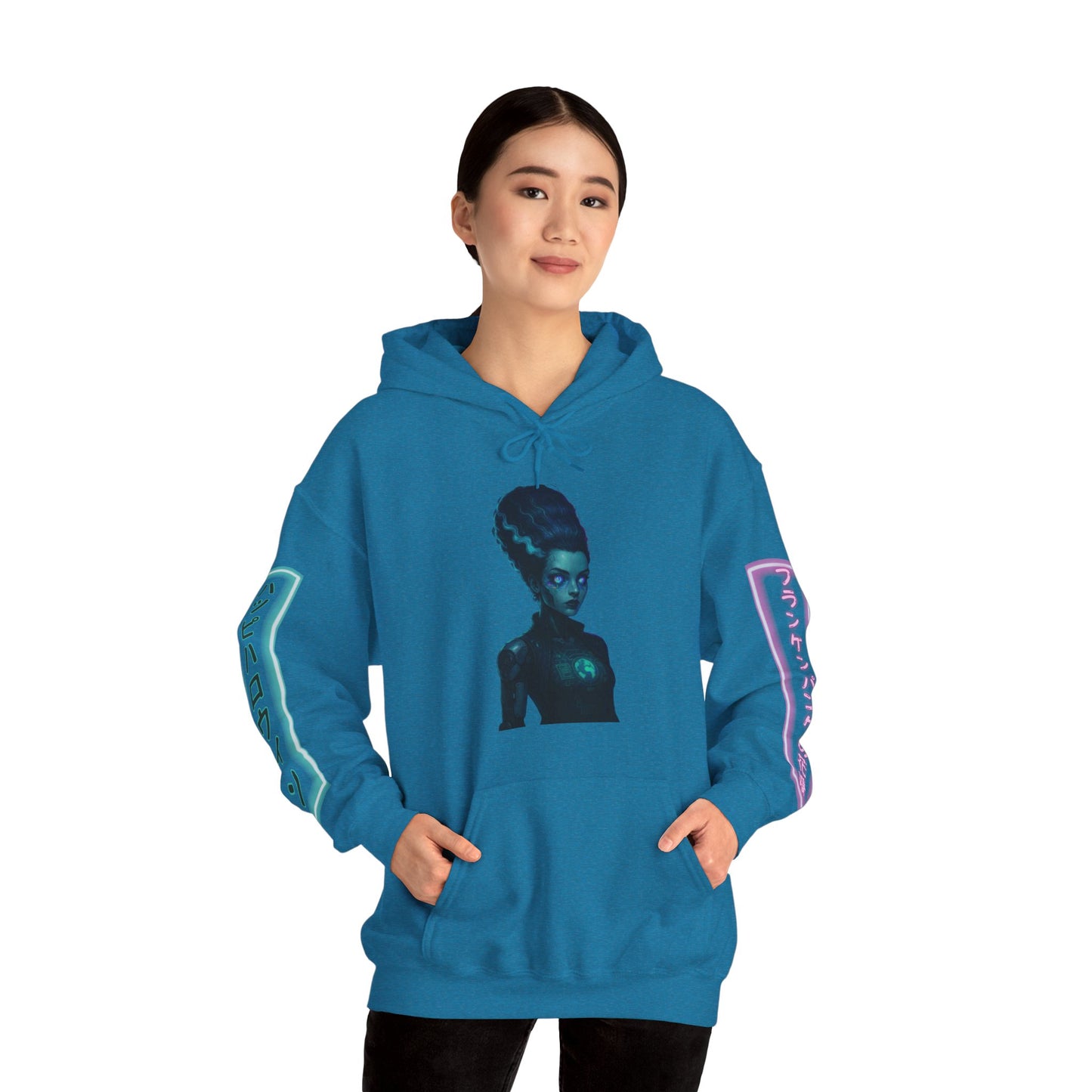 Neon Bride of Frankenstein Hoodie Unisex Hooded Sweatshirt by CreepyCrafts.boo
