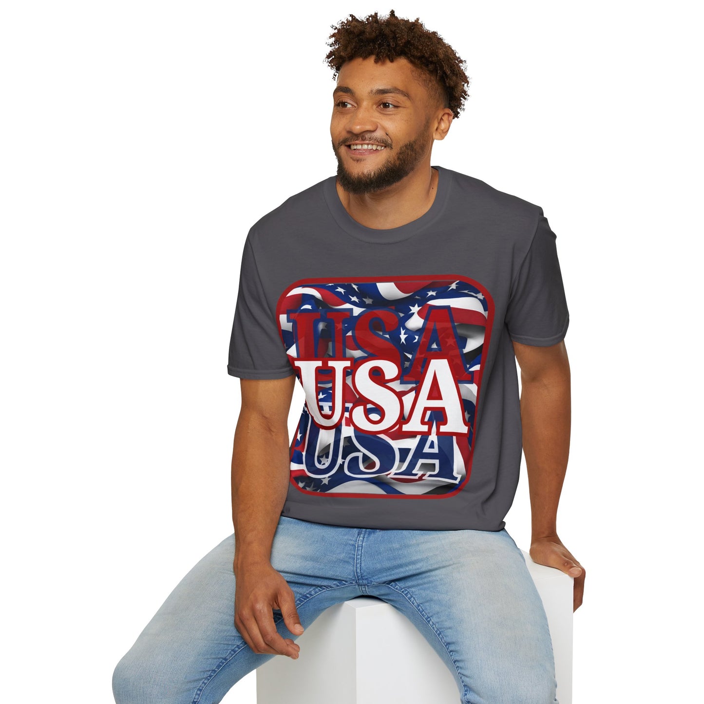 Red WHITE and Blue USA Patriot Dark colors Unisex T-Shirt by cypherpunkgear.com