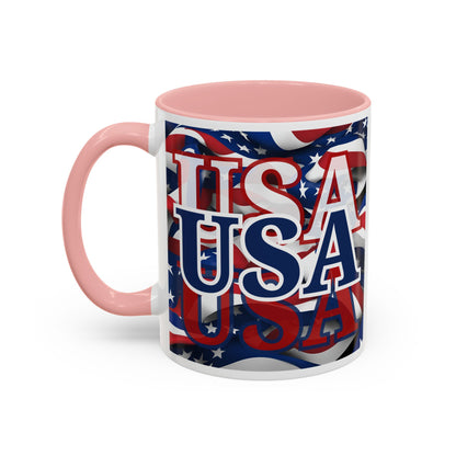 USA Blue font Center Patriot Accent Mug by cypherpunkgear.com
