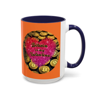 Bitcoin is My Valentine Orange Accent Mug by cypherpunkgear.com