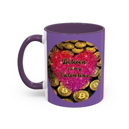 Bitcoin is My Valentine Light Purple Accent Mug by cypherpunkgear.com