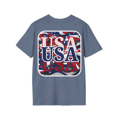 2-sided Red White and BLUE USA Patriot DKcolors Unisex T-Shirt by cypherpunkgear