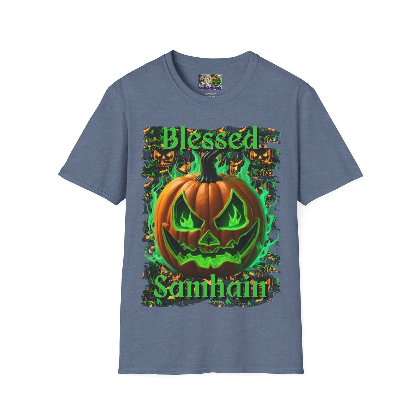 Blessed Samhain Green Jack Dark colors Unisex T-Shirt by CreepyCrafts.boo