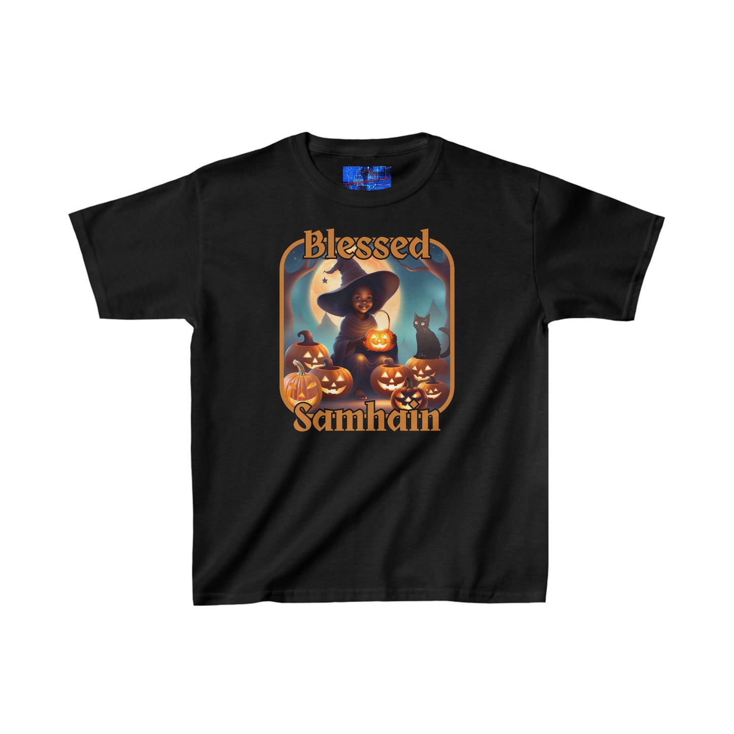 Blessed Samhain Cute Witch ORfont Kids Heavy Cotton™ Tee by cypherpunkgear