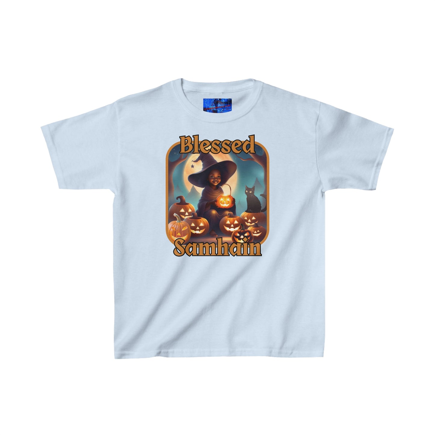 Blessed Samhain Cute Witch ORfont Kids Heavy Cotton™ Tee by cypherpunkgear