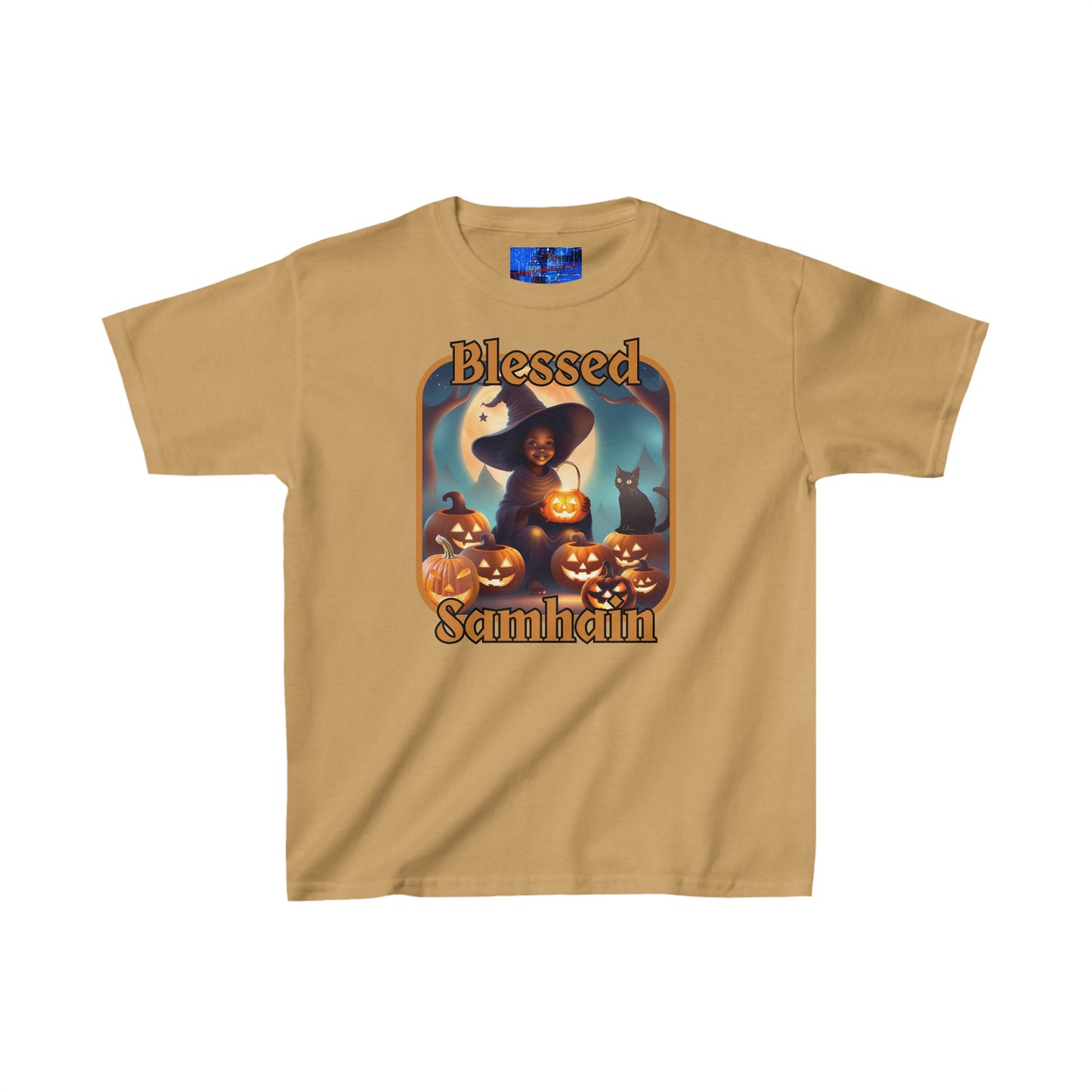 Blessed Samhain Cute Witch ORfont Kids Heavy Cotton™ Tee by cypherpunkgear